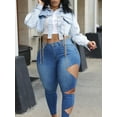thumbnail image 3 of LovelyWholesale Women's Plus Size Mid Waist Stretchy Ripped Jeans, 3 of 4