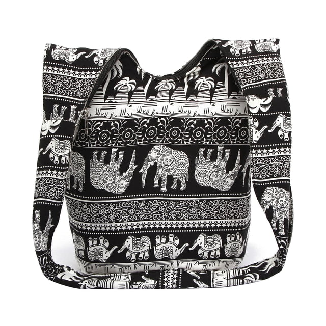 Bolso Bandolera Hippie Sunnimix Algodón Bohemio Hobo Sling Bag Messenger Negro Monedero de hombro hippie tailandés
