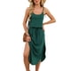 thumbnail image 3 of TaTaai Women Casual Solid Thin Strap Sleeveless Drawstring Waist Side Slit Dress 2 Piece Set Ladies Holiday Vacation Wear Lightweight Breathable Comfortable Dress Set Gift, 3 of 8