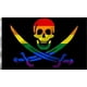 thumbnail image 1 of Bandera pirata arcoíris, banderas para exterior e interior, banderas de poliéster con doble costura y 2 ojales de latón., 1 of 2
