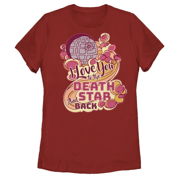 Women's Star Wars I Love You to the Death Star and Back  Graphic Tee Red X Large