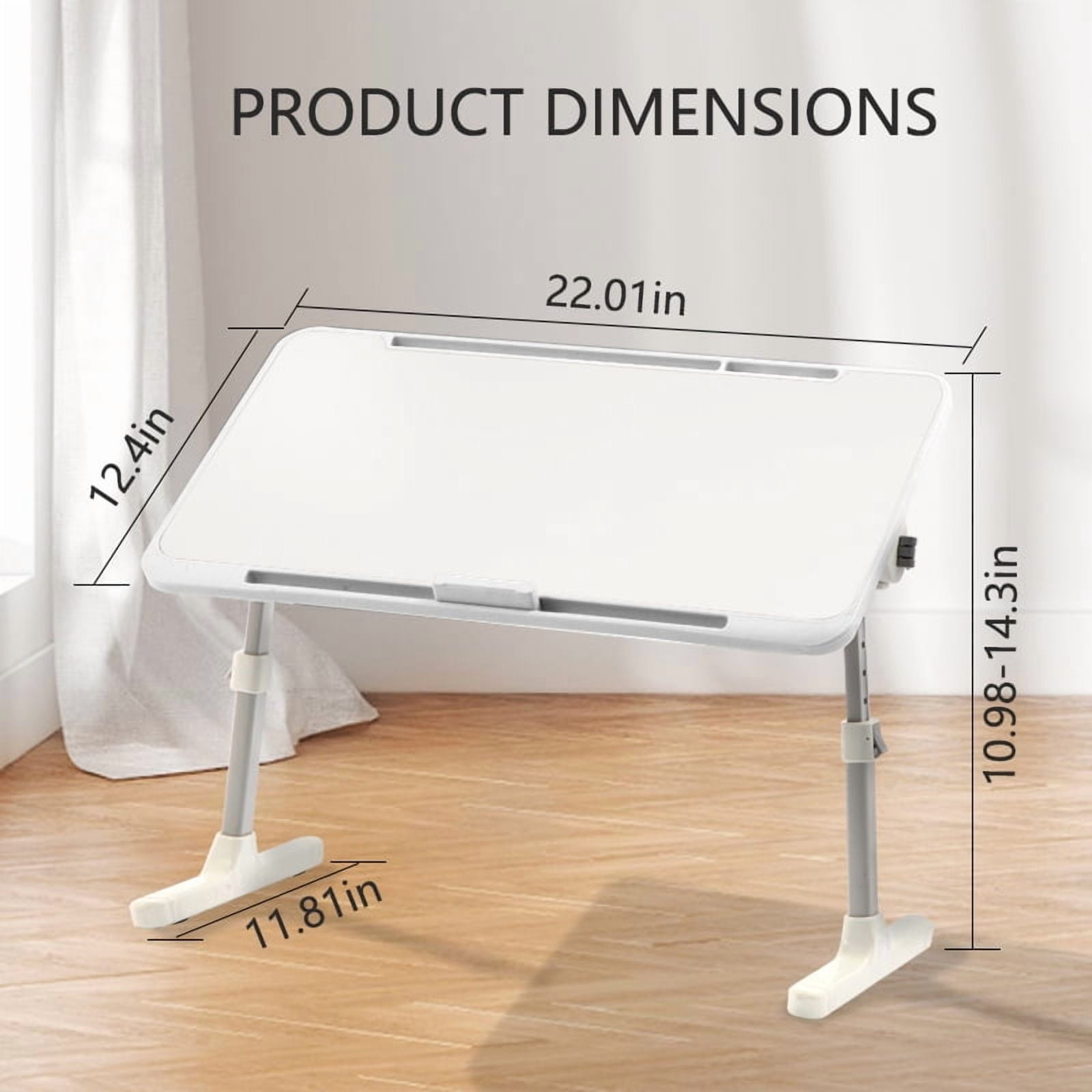 PHANCIR Height & Angle Adjustable Lap Desk, Laptop Stand Bed Tray, Foldable Laptop Desk with Storage Drawer, White