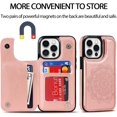 thumbnail image 5 of Phone Case Design for iPhone 16 Pro Flip Folio Wallet Case with Credit Card Holder Slot PU Leather Cases Durable Kickstand Protective Cover for Women Men Girls 6.3 inch Rose Gold, 5 of 13