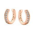 thumbnail image 2 of Bling Jewelry Womens Minimalist Ear Cuff Cartilage CZ Band Clip Wrap Helix Earrings Rose Gold Plated, 2 of 5