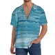 thumbnail image 1 of Balery Teal Turquoise Fluid Stripes Camisa Casual de Manga Corta con Botones para Hombre, Texturizada, Estilo Cubano, para Playa, Verano-4X-Large, 1 of 5