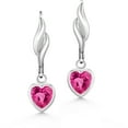 thumbnail image 3 of Gem Stone King 1.60 Ct Heart Shape Pink Created Sapphire 925 Sterling Silver Earrings, 3 of 3