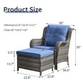 thumbnail image 6 of POCASSY Wicker Patio Lounge Chairs with Ottomans and Cushions, Set of 2, Gray Ratten & Blue Cushions, 6 of 6