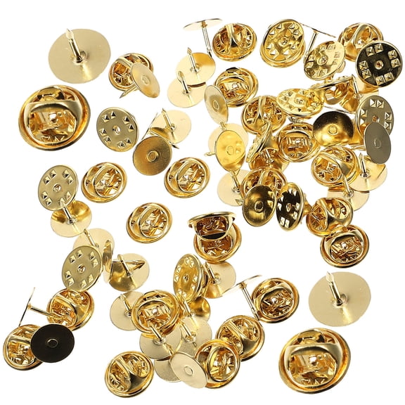 LOLIPPYY 50Sets Golden Locking Pin Backs for Lapel Pins Brooches Tie Tacks Badge Pin Backings for DIY Crafts