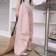 thumbnail image 4 of KAUOD Girls Lace High Waist Parachute Pants Baggy Wide Leg Thin Casual Cargo Trousers with Pockets Teen Kids Drawstring Pants, 4 of 7