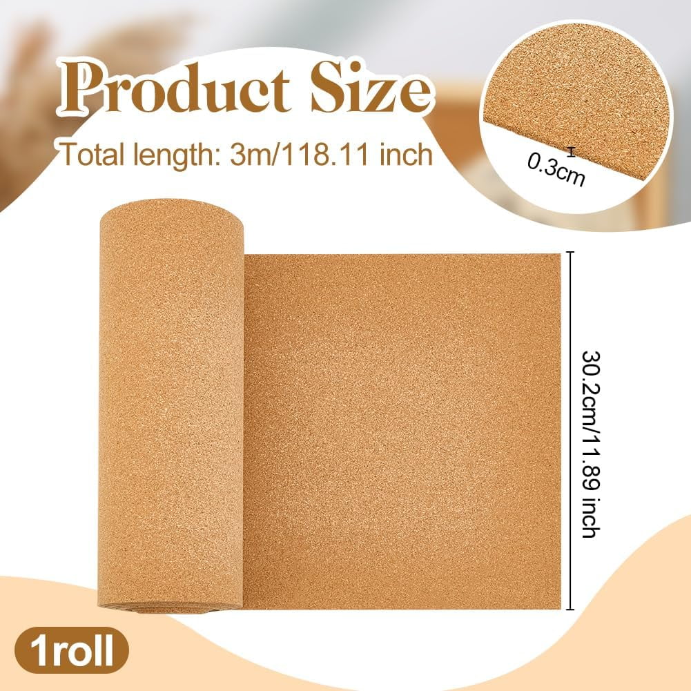 Large Cork Roll 118x11.9 Inch Cork Board Roll for Walls 1/8 Inch Thick Natural Corks Rolls Bulletin Boards Decorative oto