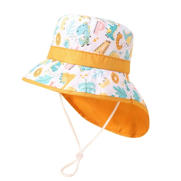 Ketyyh-chn99 Baby Boys Sun Hat 2024 Fashion Kids Adjustable Chin Strap Sun Protection Hats Summer Hat Cute Cartoon Outdoor Beach Bucket Cap One Size,B