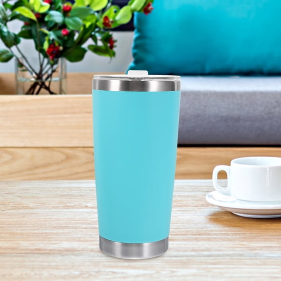 COMPUKAS Sky-Blue Portable Insulated Coffee Cup for Travel and Camping