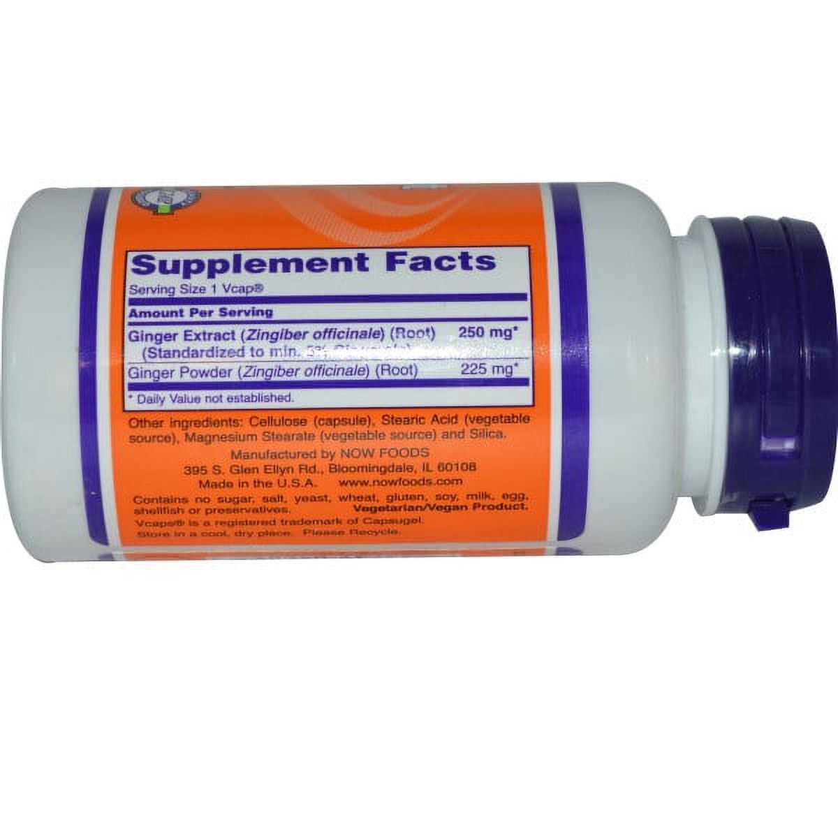 NOW Foods Vegetarian Ginger Root Extract Digestive Support, 250mg, 90 Ct - image 2 of 2
