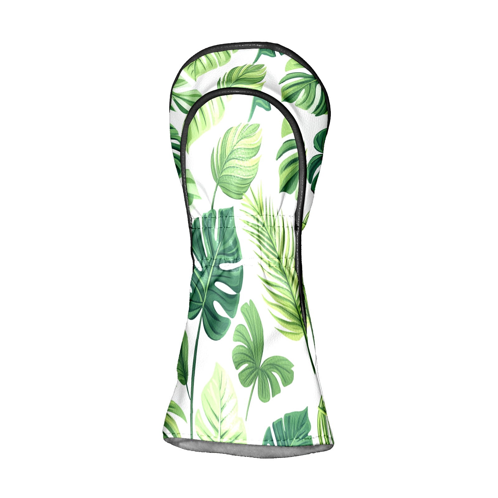 Golf Club Covers PU Leather Waterproof Head Covers for Fairway Woods Hybrids Green Leaves