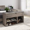thumbnail image 6 of DSSTYLES Storage Bench with 2 Tier Open Shoe Shelf with Comfortable Foam Padded Cushion for Entryway and Living Room in Grey, 6 of 9