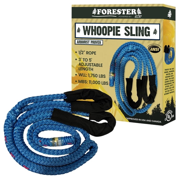 FORESTER Arborist Whoopie Sling - 1/2" x 3 - 5' Rigging Sling | Adjustable Length | Arborist Equipment | Climbing Sling | Anchor for Port A Wrap