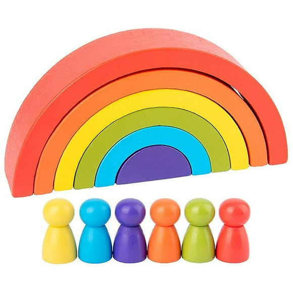 Children's Rainbow Building Blocks, Rainbow Wooden Bridge, Educational Toys