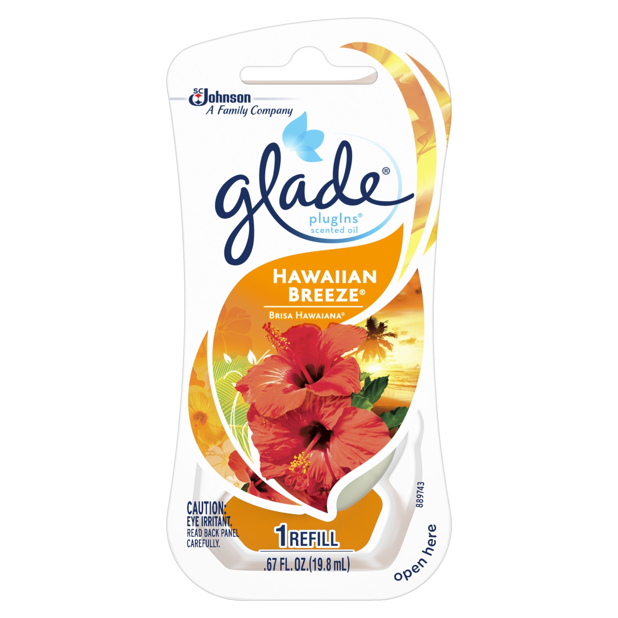 Glade PlugIns Scented Oil Air Freshener Refill, Hawaiian Breeze, 0.67