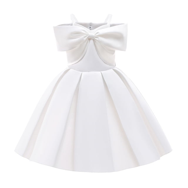 EGNMCR Robes de Soirée pour Femmes, Robes Formelles pour Femmes, Robes de Cocktail pour Femmes Robe pour Tout-Petites Filles Couleur Unie Tempérament Nœud à Épaules Dénudées Jupe Plissée Robe de Fête d'Anniversaire Robe Longue Robe Fille
