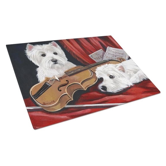 Westie Fiddlers Glass Cutting Board - Large
