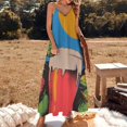 thumbnail image 3 of Color Wave Point Geometry Women's Summer Dresses 2025 Beach Casual Sleeveless Floral Print Tank Loose Sundress, 3 of 8