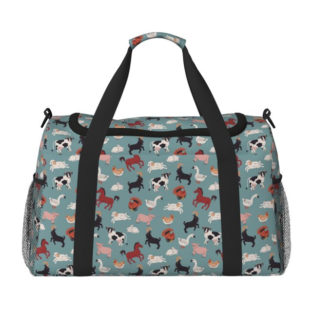 Disketp Farm Animals 1 Bolsa de Viaje Tipo Duffle, Bolso de Mano para Fin de Semana para Mujer, Bolsa de Gimnasio Ligera para Hombre, Esencial para Viajes
