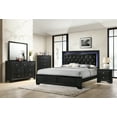 thumbnail image 6 of 1pc Modern Glam Style King Size Upholstery LED Panel Bed Wooden Bedroom Furniture Black, 6 of 6