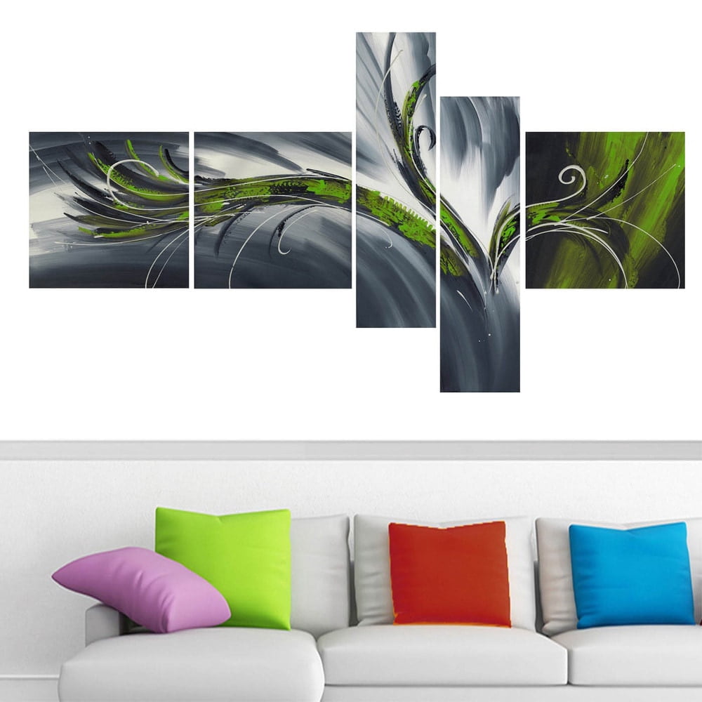 DESIGN ART Abstract Thought" 5-piece Gallery-wrapped Canvas Print Art Green