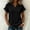Black, variant on Women's Vintage Casual V-Neck Fringed Short-Sleeve Top for Spring Summer