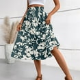 thumbnail image 6 of bbyeadc Pleated Skirts for Women Tiered Elastic High Waisted Flowy Skirt Flowy Swing Drawstring Summer Beach Skirt Casual Pleated Boho Skirts Women Midi Length, Green S, 6 of 7