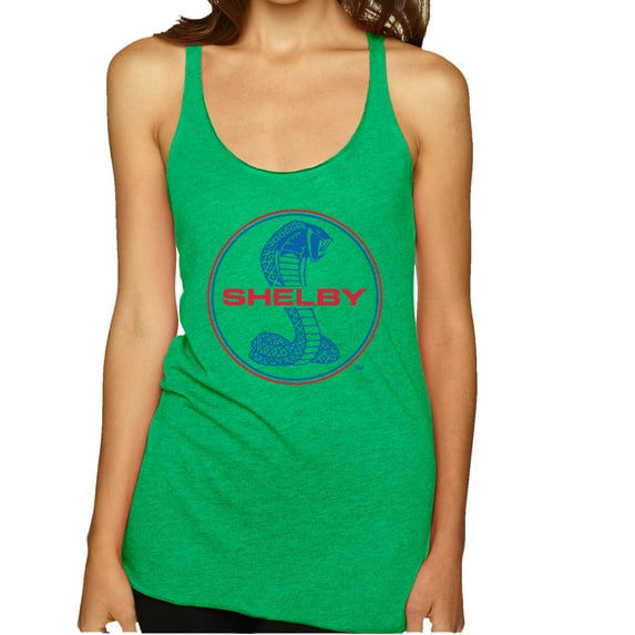 Wild Bobby, Shelby Cobra USA Logo Emblem Powered by Ford Motors, Cars and Trucks, Women Tri-Blend Racerback Tank Top, Envy, Medium
