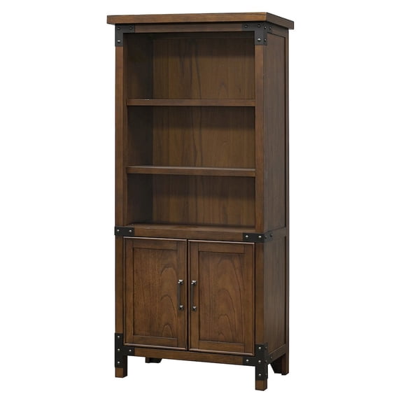 Rustic Open Wood Bookcase Office Shelving Storage Cabinet Fully Assembled Brown