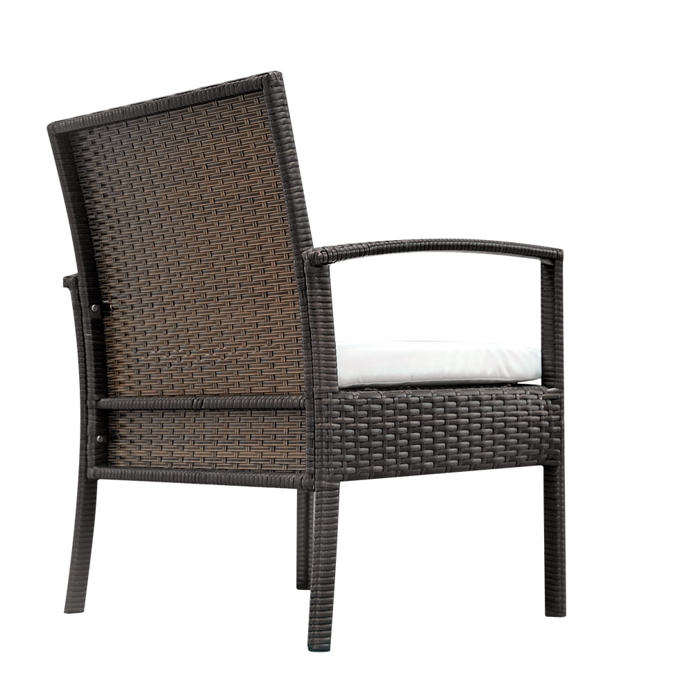Ktaxon Outdoor Patio Rattan Conversation Set 3PCS Chat Set Brown, Wicker Bistro Set Deck Porch Poolside Yard
