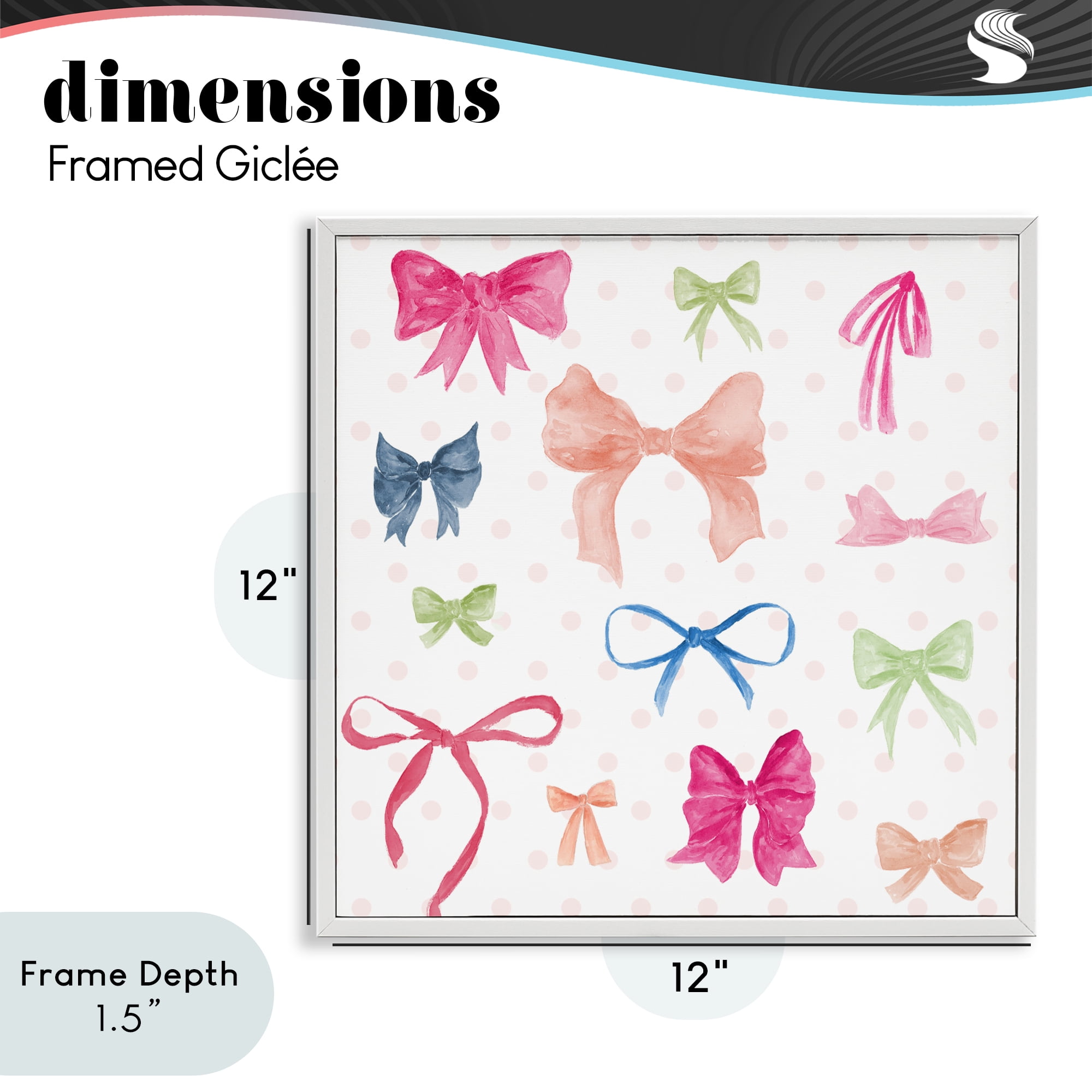 Stupell Industries Colored Bows on Plaid White Framed Giclee Art, design by Lucille Price