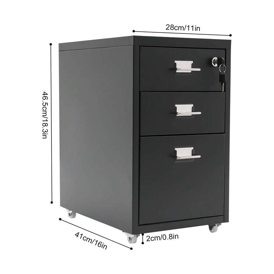XC  3 Drawer File Cabinet With Lock, Metal Vertical Filing Cabinets For Home Office Organizer Rolling File Cabinet With Lock And Wheels Under Desk Storage Cabinet (Pink)