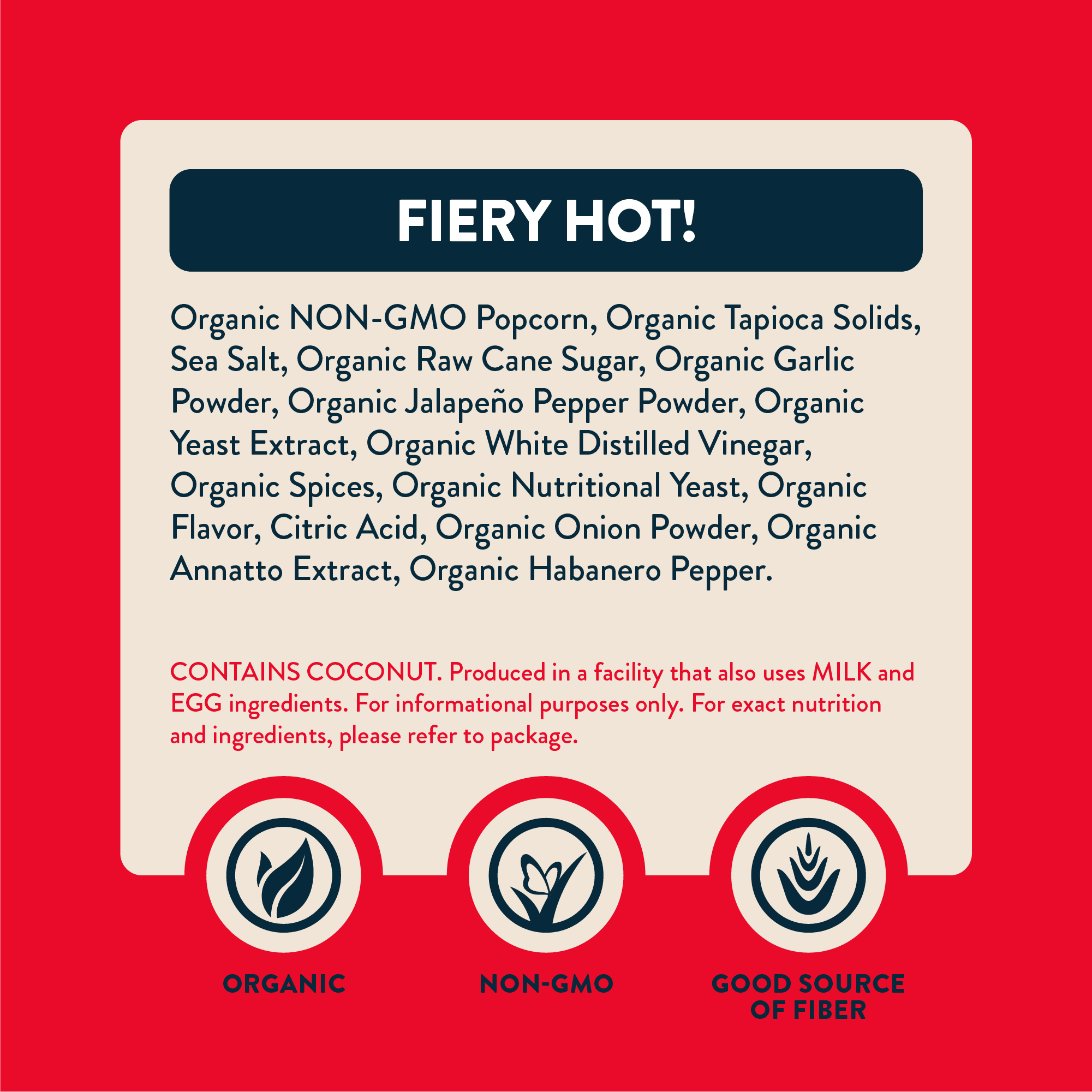 LesserEvil Organic Popcorn, Fiery Hot with Coconut Oil, 4.6 oz