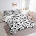 thumbnail image 3 of jejeloiu Cartoon Heart Print 7pcs Bedding Comforter Set,Cute Loves Pattern Queen Bedding Sets,White Black Queen Sheet Sets For Kids Girls,Super Cozy Room Decor, 3 of 8