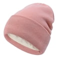 thumbnail image 2 of XIAOCHA Fleece‑Lined Beanie for Women Solid Hats Casual Fall‑Winter Toque,Pink, 2 of 4