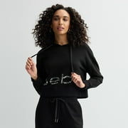 Women's bebe Embellished Cropped Hoodie Color: Black Size: SMALL