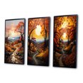 thumbnail image 3 of Designart "Autumnal Orchard in the Countryside" Landscape & Nature Framed Wall Art Set Of 3 - Orange Countryside Frame Canvas Set For Living Room Decor, 3 of 6