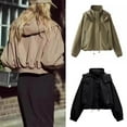 thumbnail image 2 of Nouvelle Mode et Élégance pour Femmes Printemps et Automne 2024 Veste Courte à Capuche Classique Vert Armée TP, 2 of 6