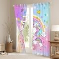 thumbnail image 3 of Manfei Colorful Cute Unicorn Black Out Curtains,Cartoon Rainbow Stars Curtains Pack of 2 (42x63 Each),Sweet Doughnut Ice Cream Bedroom Curtains For Girls Kids,Ultra Soft Home Decor, 3 of 6