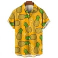 thumbnail image 3 of Camisa hawaiana con estampado 3D de piña, limón y maracuyá para hombre, camisas de coco, blusas casuales de manga corta de verano, blusa holgada de calle, 3 of 5