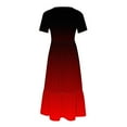 thumbnail image 5 of ChaoHeng Dresses for Women $5 Short Sleeve Dresses Plus Size Women's Summer Casual Short Sleeve CrewNeck Dress Casual Flowy Tiered Maxi Beach Dress with Pockets Gradient Print Dress, 5 of 7
