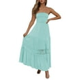 thumbnail image 1 of B91xZ Robes Sans Manches pour Femmes Robes d'Été Décontractées Sans Manches Col en V Robe de Fête Florale, Bleu Clair m, 1 of 5