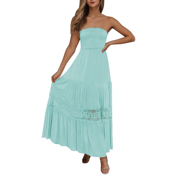 Cathalem Women's 2024 Summer Casual Dresses Short Sleeve Ribbed Teacher Church Modest Casual Business Work Outfits Midi Dress,Light Blue L