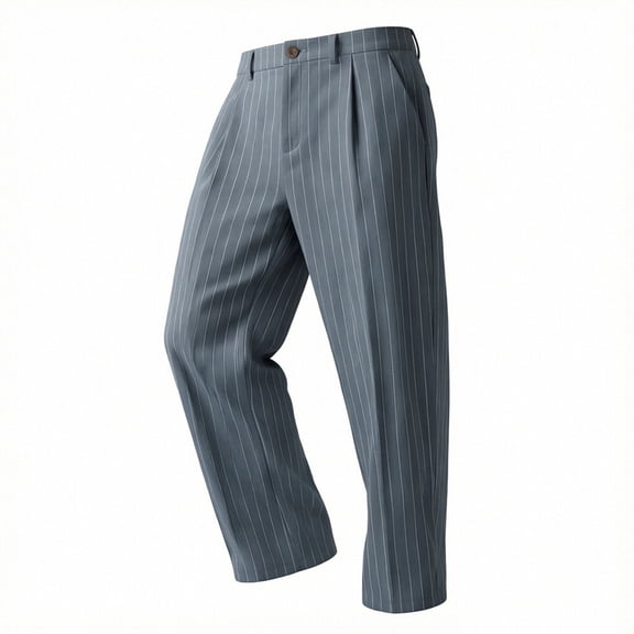 Striped Golf Pants for Men Business Casual Button Elastic Waist Wedding Work Dress Trousers Dad Gifts