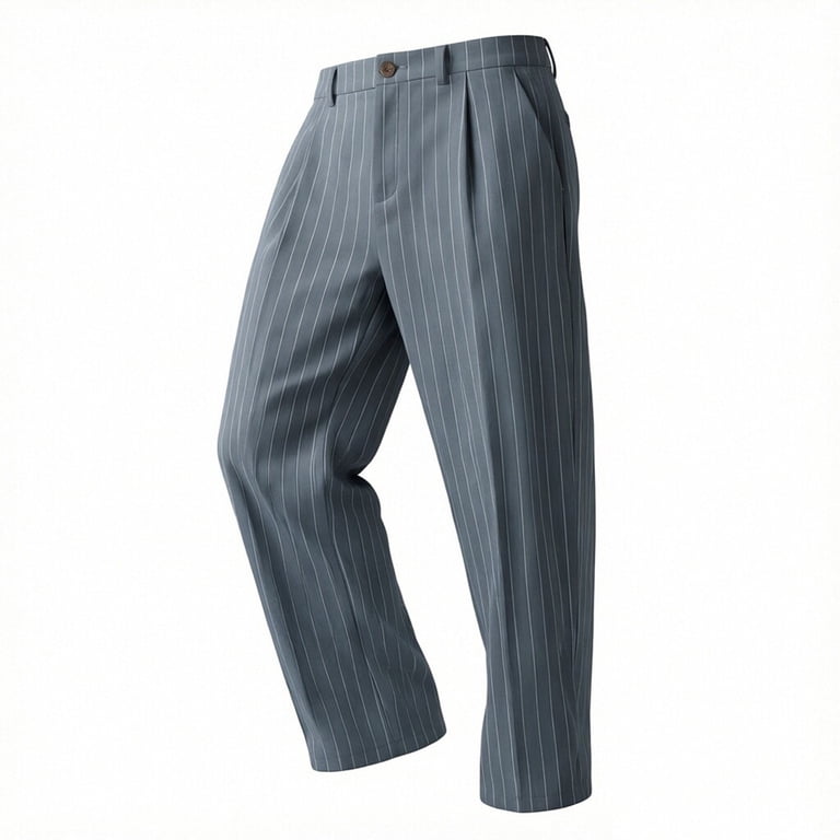 Xdegoge Wide Leg Dress Pants Men Pleated Striped Relaxed Fit