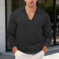 thumbnail image 2 of Mens T Shirts Knit Long Sleeve Crew Neck Soft Breathable Relaxed Fit Basic Plus Size Mens Clothing,Black,XL, 2 of 5
