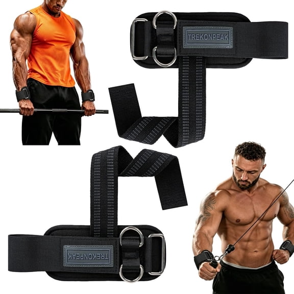 2-in-1 Weight Lifting Straps with Double D Rings, Gym Wrist Straps for Men | Anti-Slip Grip Deadlift Straps for Strength & Machines,Padded Wrist Cuffs for Powerlifting,Rows,Pull-ups
